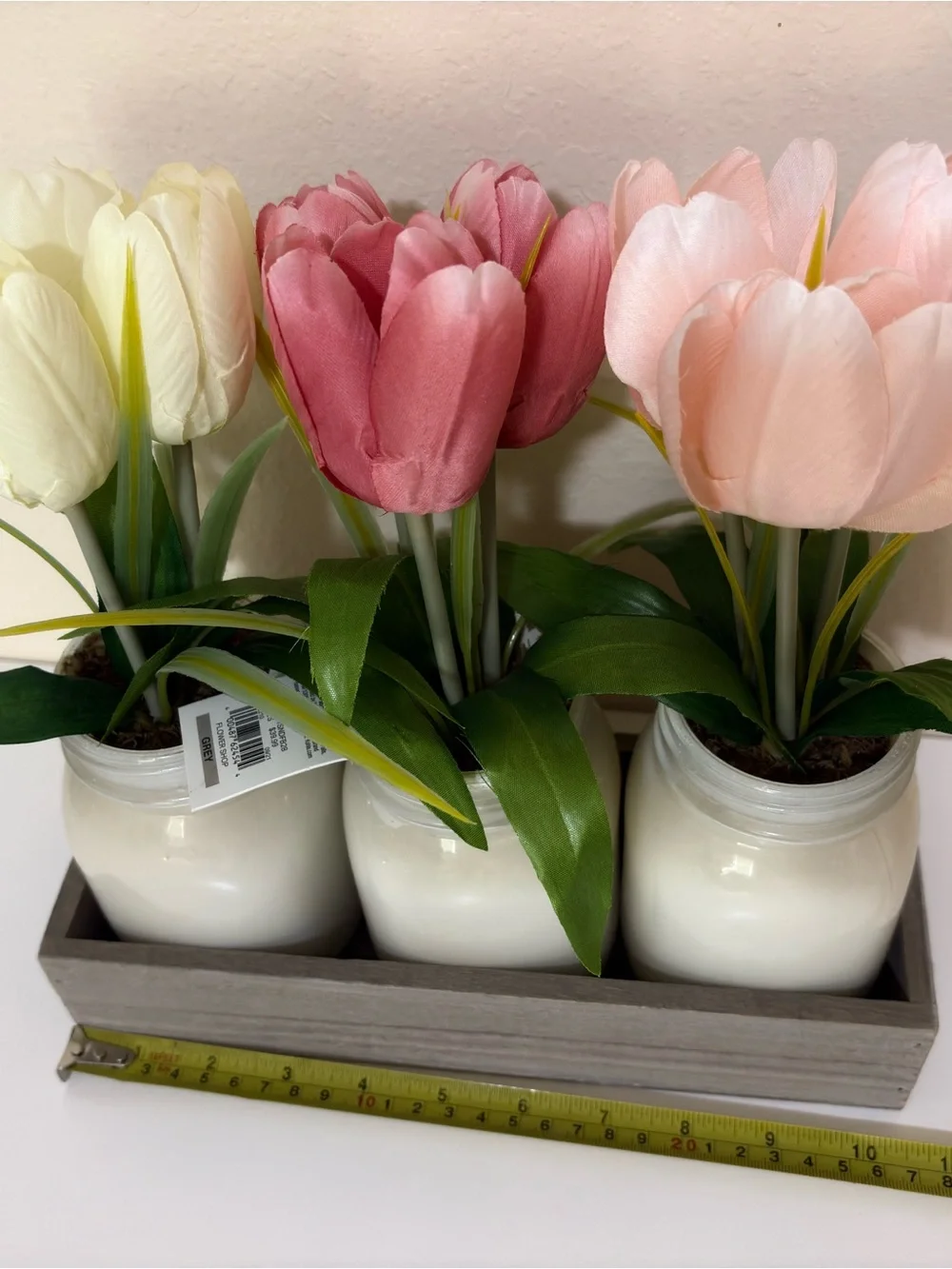 Sonoma Pink, Rose and Cream Tulip Trio in White Mason Jars